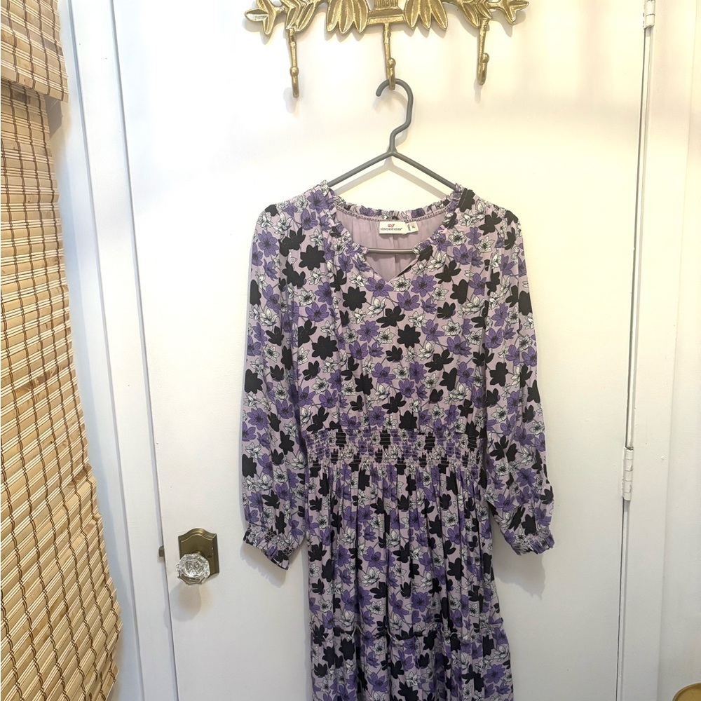 Vineyard Vines Floral Purple  Lavender Dress Worn once sz XL JR fits like W 4